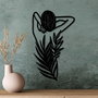 Wallity Flower Woman Escultura de pared de metal negra
